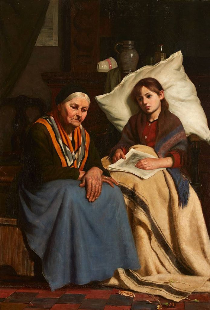 'Convalescent' painting by Nathaniel Hill depicts two women sitting together