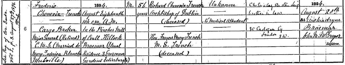 Frederick Chenevix Trench's death registration