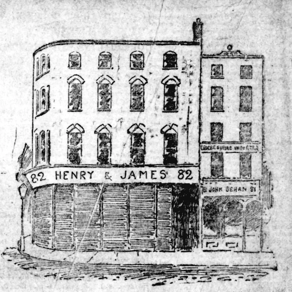 Drawing of Behan's on Dame Street (from the Dublin Evening Telegraph, 29 December 1892)