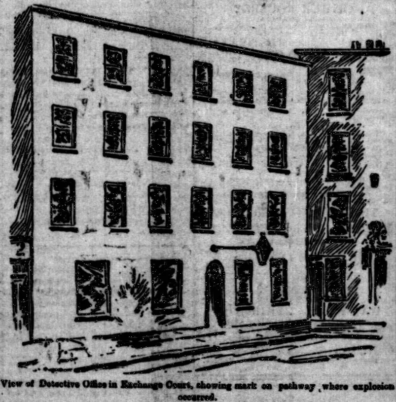 Illustration of the Detective Office, showing the site of the explosion (from the Dublin
 Evening Telegraph, 29 December 1892)
